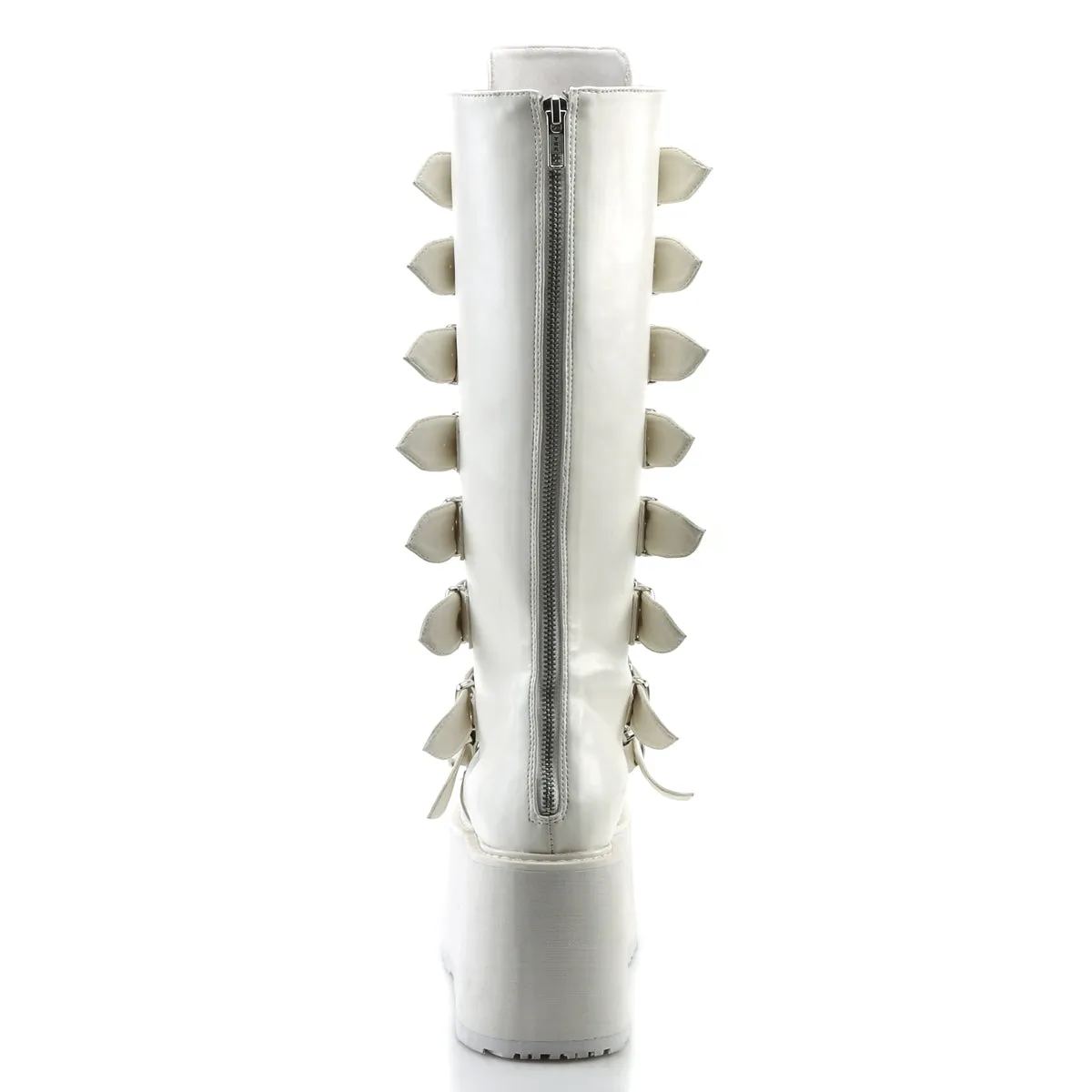 DAMNED-318 DemoniaCult White Vegan Leather Sexy Women's Mid-Calf & Knee High Boots (Alternative Footwear)