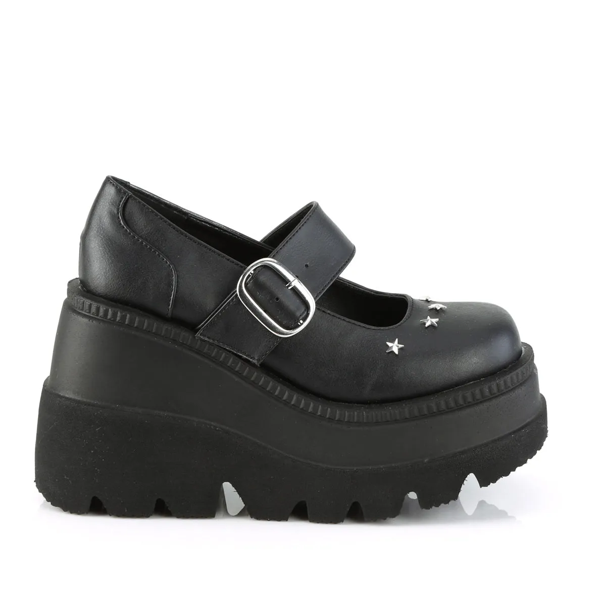 SHAKER-23 DemoniaCult Black Vegan Leather Sexy Women's Heels & Platform Shoes (Alternative Footwear)