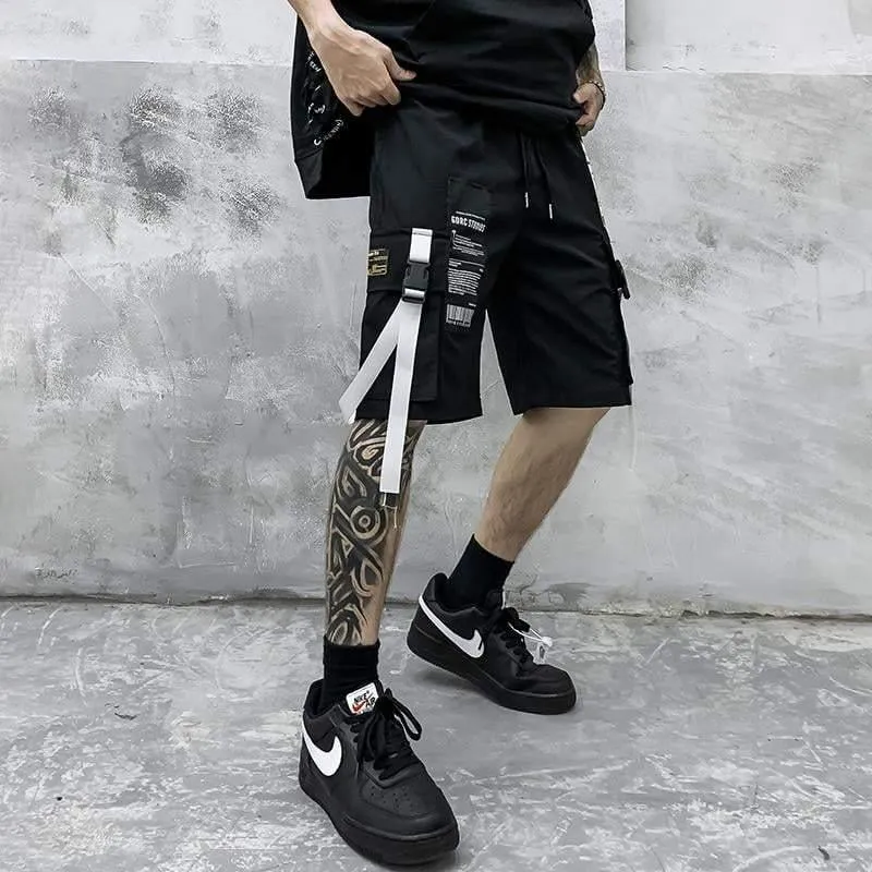 Streetwear Ribbon Techwear Cargo Shorts