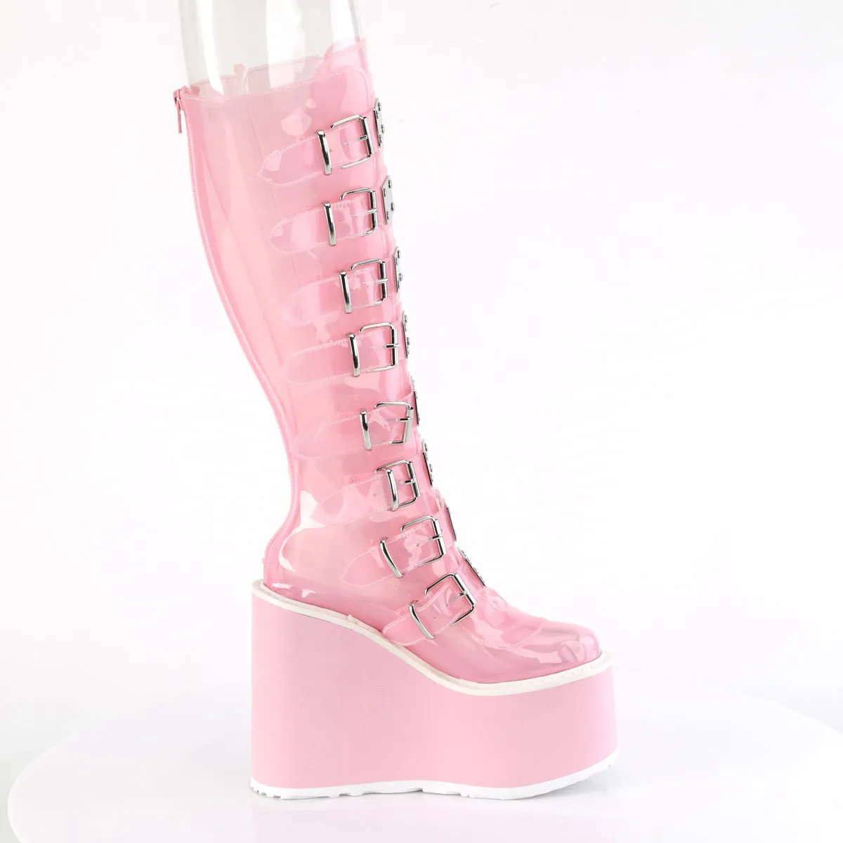 SWING-815C DemoniaCult Baby Pink Sexy Women's Mid-Calf & Knee High Boots (Alternative Footwear)