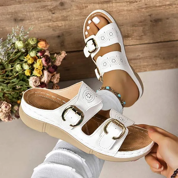 Women's Platform Buckle Strap Slide Sandals 22361677C