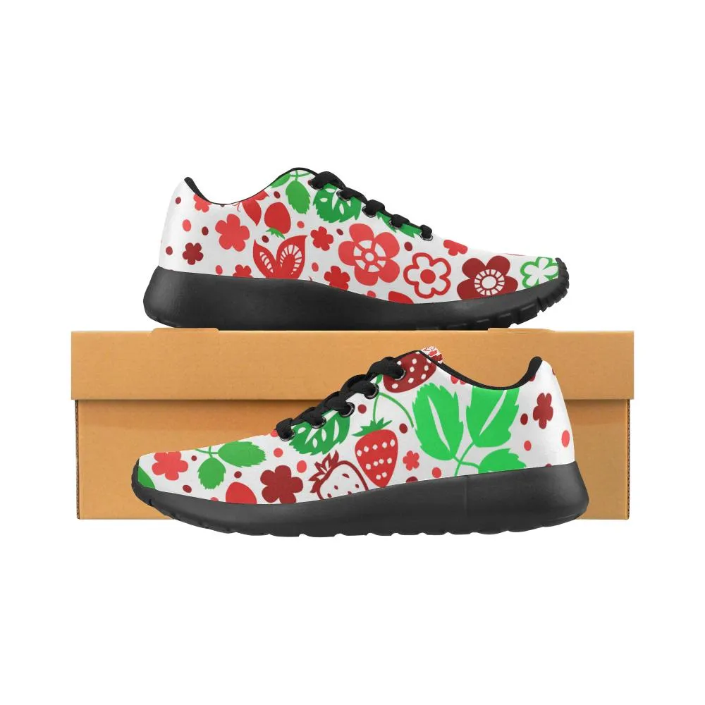 Zenzzle Red and green strawberry cats fish Women's Running shoes Casual Lightweight Athletic Sneakers US size 6-15